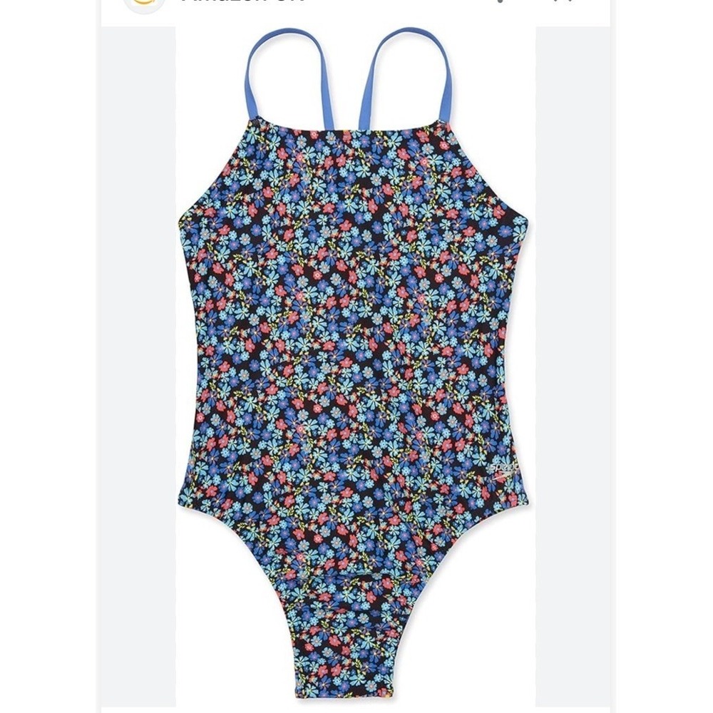 SPEEDO TURNZ Blue Floral Printed One Pc Back - Speedo Endurance Lite- Size 24